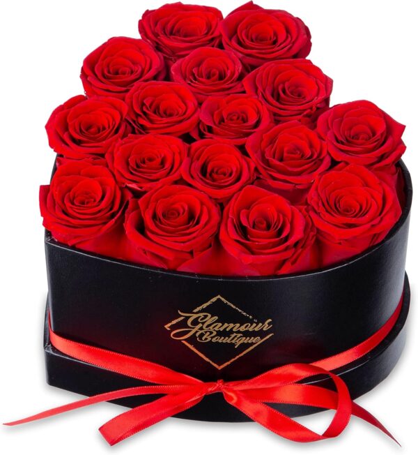 16 Forever Flower Heart Shape Box - Preserved Roses,
