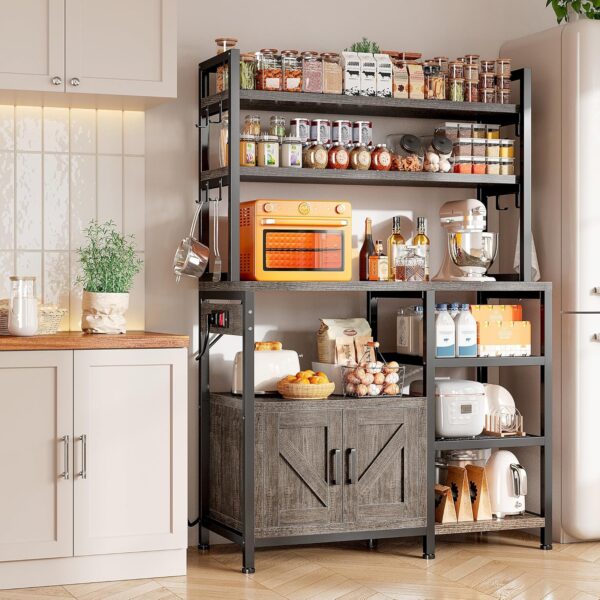 EnHomee Bakers Rack with Power Outlet, 6-Tier Microwave Stand