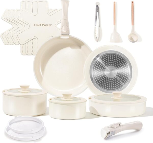 The Chef Power removable cookware set makes kitchen storage simple